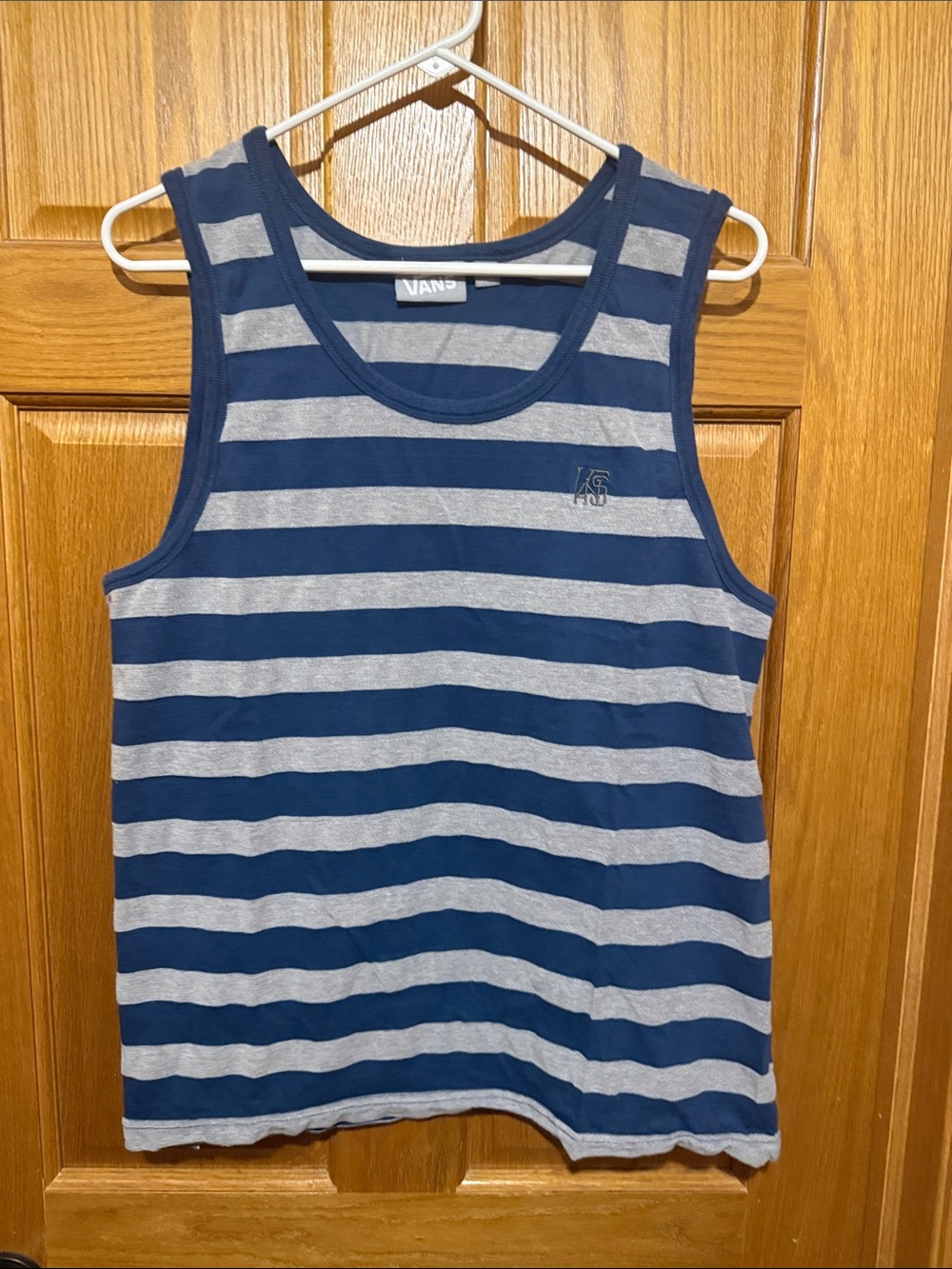 Vans Navy and Gray Striped Tank with Embroidered Logo